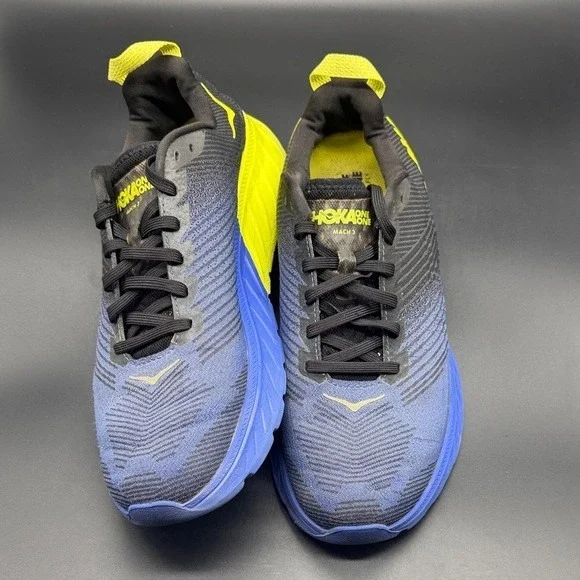Hoka One One Mach 3 Mens Running Shoes Blue Yellow 1106479 ABEP Size 10.5 - Picture 2 of 7